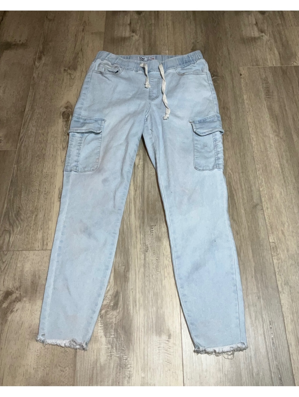YMI Light Wash Denim Jogger Pants with Cargo Pockets